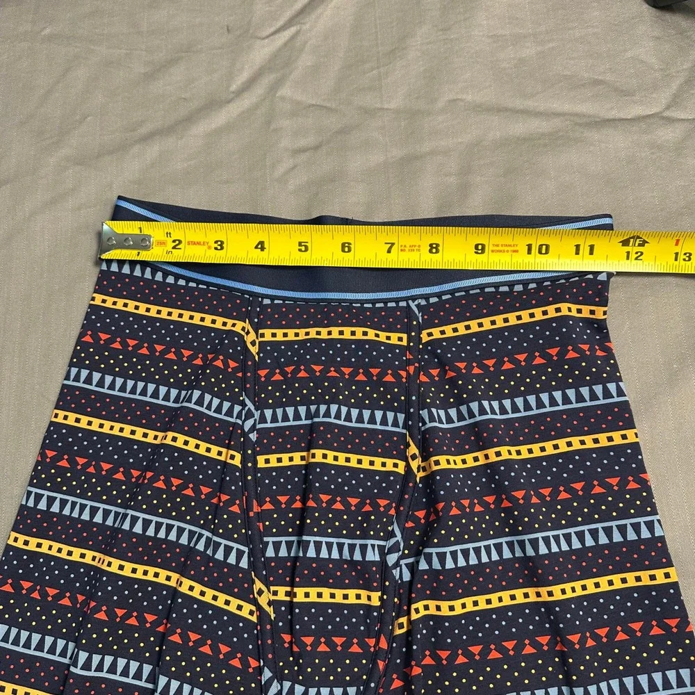 Bombas Mens Long John Sleep Pants Navy Blue Geometric Pattern Size S Modal Blend